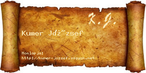 Kumer József névjegykártya